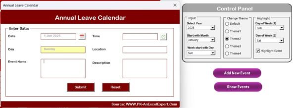 Annual Leave Calendar in Excel - Image 4
