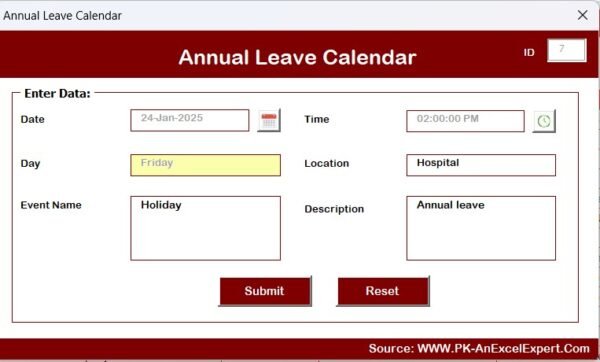 Annual Leave Calendar in Excel - Image 9