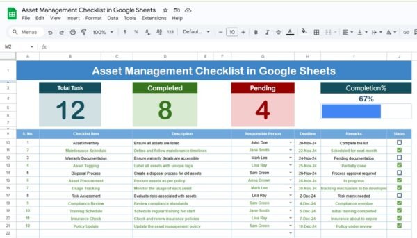 Asset Management Checklist in Google Sheets - Image 2