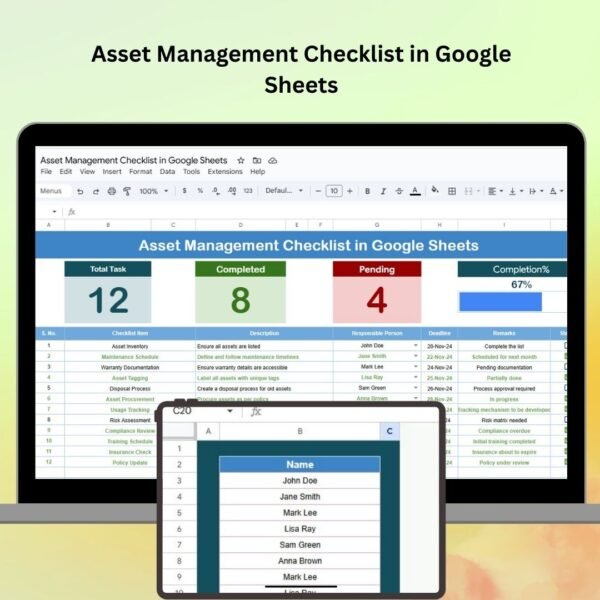 Asset Management Checklist in Google Sheets