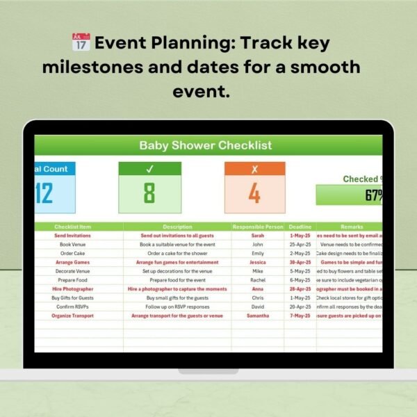 Baby Shower Checklist in Excel