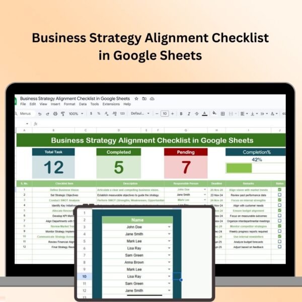 Business Strategy Alignment Checklist in Google Sheets