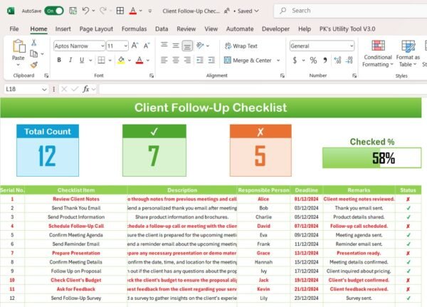 Client Follow-Up Checklist in Excel - Image 2