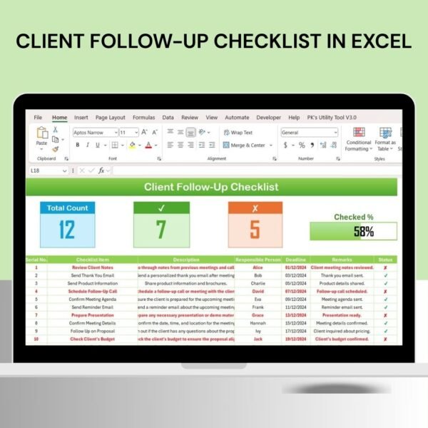 Client Follow-Up Checklist in Excel