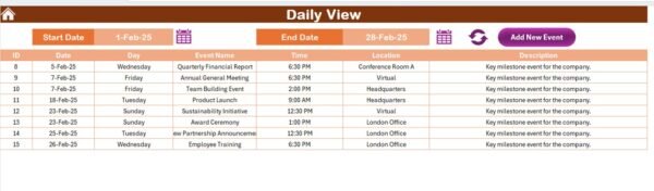 Company Milestones Calendar in Excel - Image 7