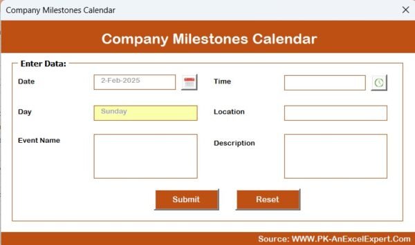 Company Milestones Calendar in Excel - Image 9