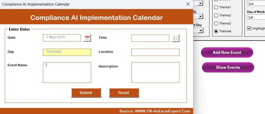 Compliance AI Implementation Calendar in Excel - Next Gen Templates