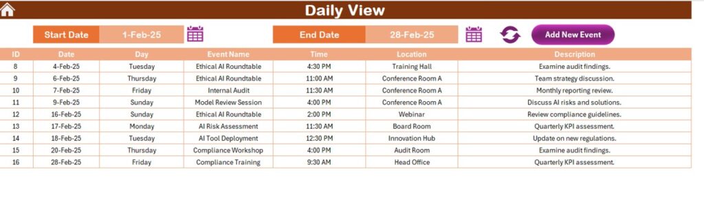 Compliance AI Implementation Calendar in Excel - Next Gen Templates