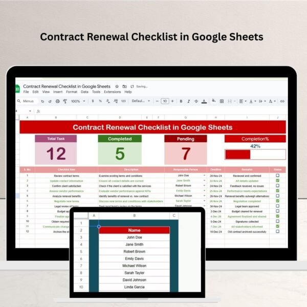 Contract Renewal Checklist in Google Sheets