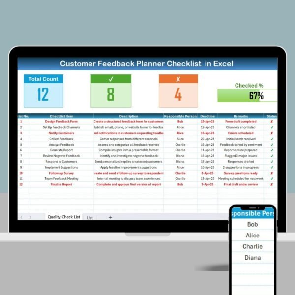 Customer Feedback Planner Checklist in Excel