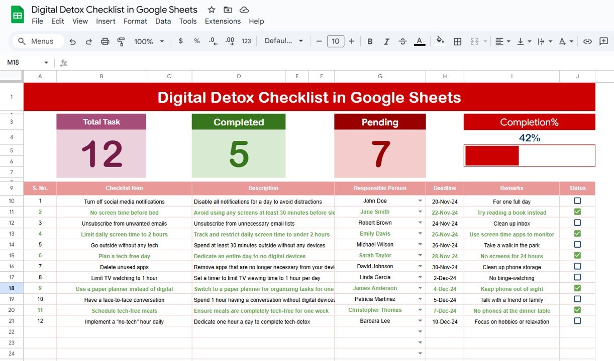 Digital detox checklist