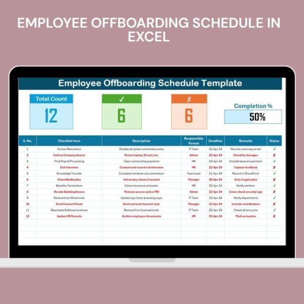 Employee Offboarding Schedule in Excel