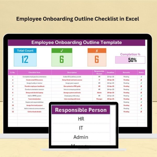 Employee Onboarding Outline Checklist in Excel