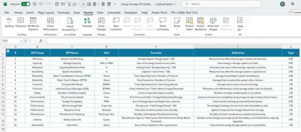 Energy Storage KPI Dashboard in Excel - Image 8