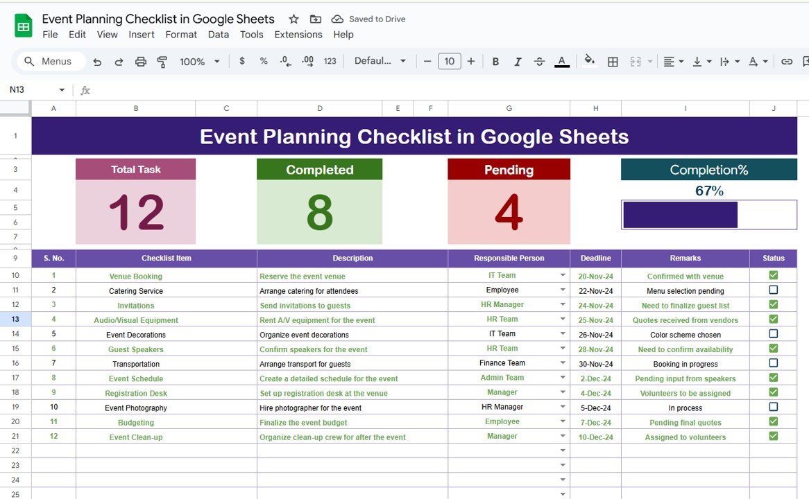 Event planning checklist