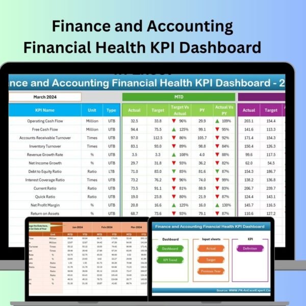 Finance and Accounting Financial Health KPI Dashboard in Excel
