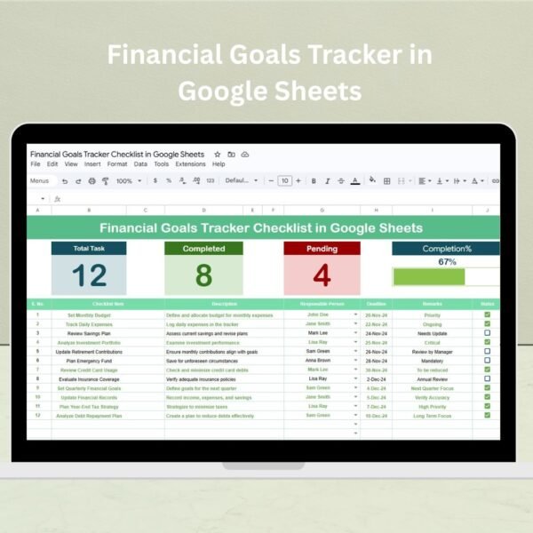 Financial Goals Tracker in Google Sheets