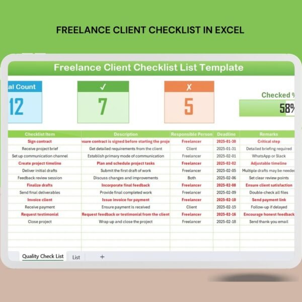 Freelance Client Checklist in Excel