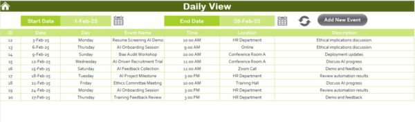HR AI Implementation Calendar in Excel - Image 8