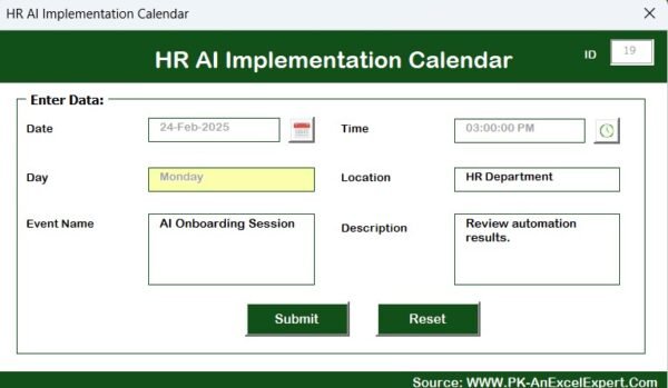 HR AI Implementation Calendar in Excel - Image 11