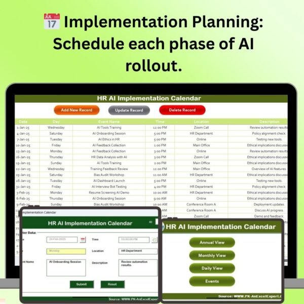 HR AI Implementation Calendar in Excel