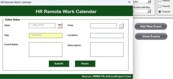 HR Remote Work Calendar in Excel - Image 5