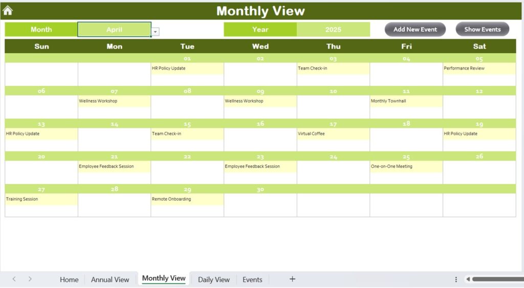 HR Remote Work Calendar in Excel - Next Gen Templates