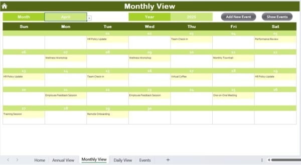 HR Remote Work Calendar in Excel - Image 6