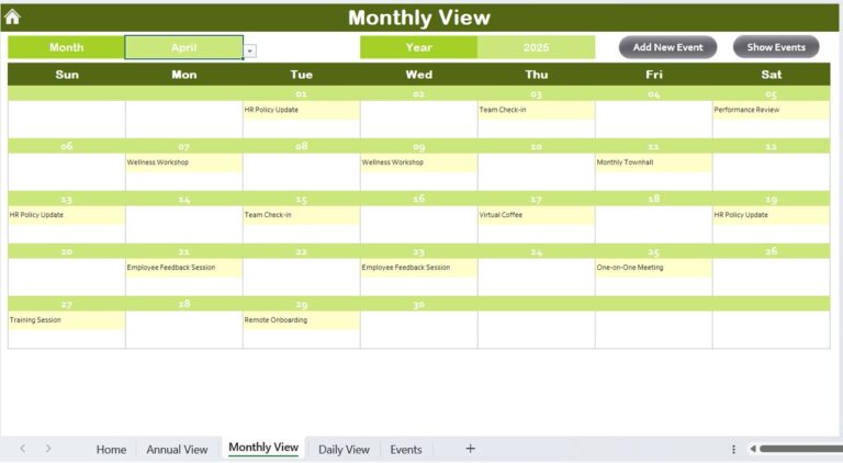 HR Remote Work Calendar in Excel - Next Gen Templates