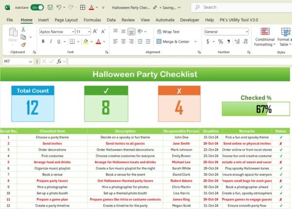 Halloween Party Checklist in Excel - Image 2