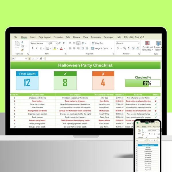 Halloween Party Checklist in Excel