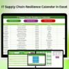 IT Supply Chain Resilience Calendar in Excel