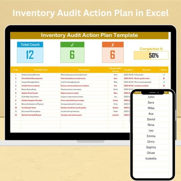 Inventory Audit Action Plan in Excel