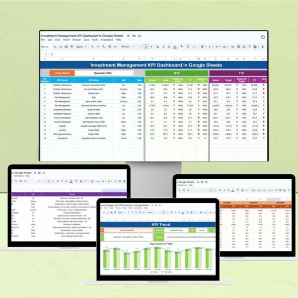 Investment Management KPI Dashboard in Google Sheets