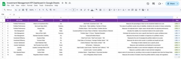 Investment Management KPI Dashboard in Google Sheets - Image 7