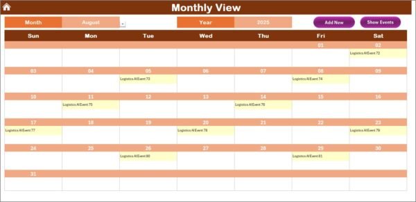 Logistics AI Implementation Calendar in Excel - Image 4