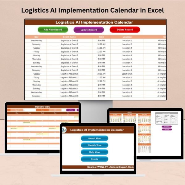 Logistics AI Implementation Calendar in Excel