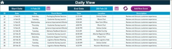Logistics Customer Experience Calendar in Excel - Image 5