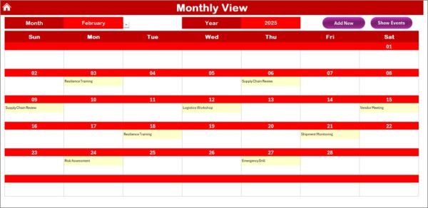 Logistics Supply Chain Resilience Calendar in Excel - Image 4