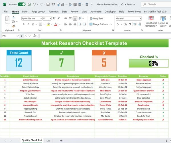 Market Research Checklist Template in Excel - Image 2