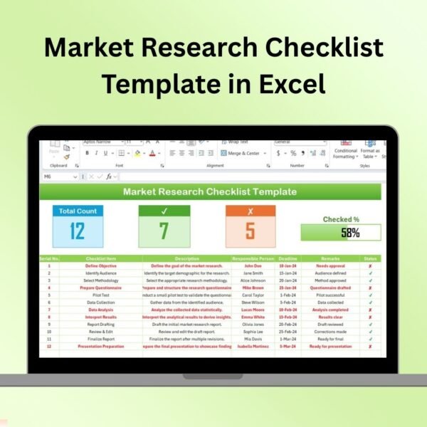 Market Research Checklist Template in Excel