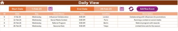 Marketing Campaign Calendar in Excel - Image 7