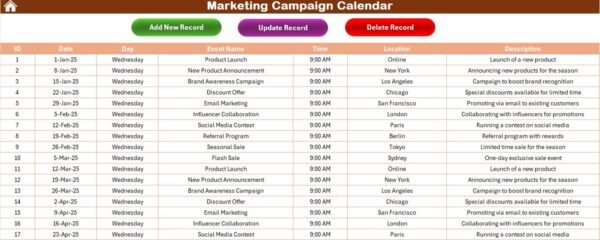 Marketing Campaign Calendar in Excel - Image 8