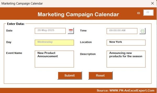 Marketing Campaign Calendar in Excel - Image 9