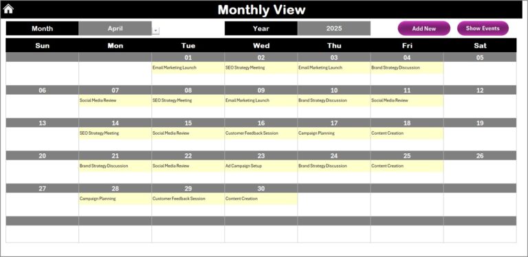 Marketing Remote Work Calendar in Excel - Next Gen Templates
