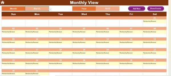 Membership Renewal Calendar in Excel - Image 6