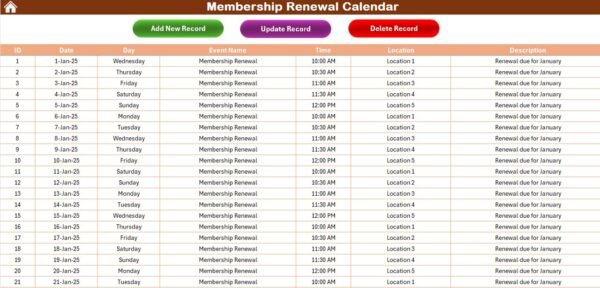 Membership Renewal Calendar in Excel - Image 8
