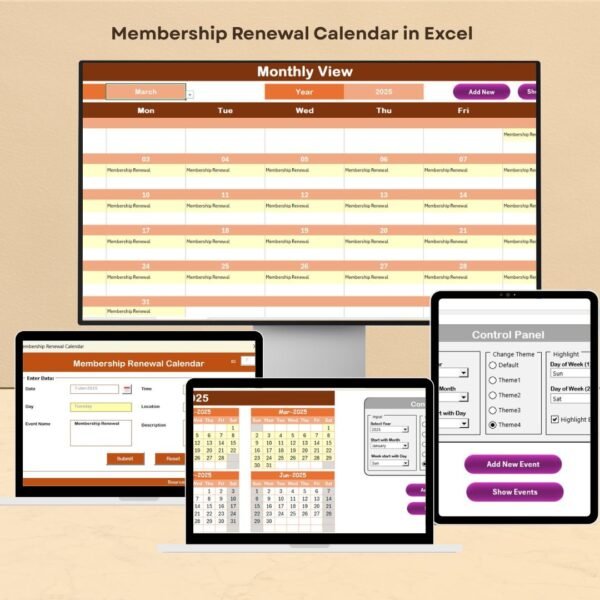 Membership Renewal Calendar in Excel