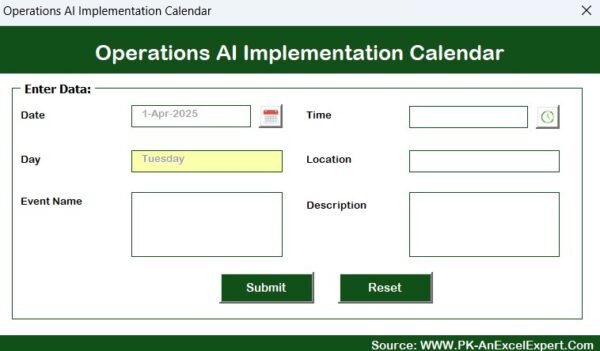 Operations AI Implementation Calendar in Excel - Image 9