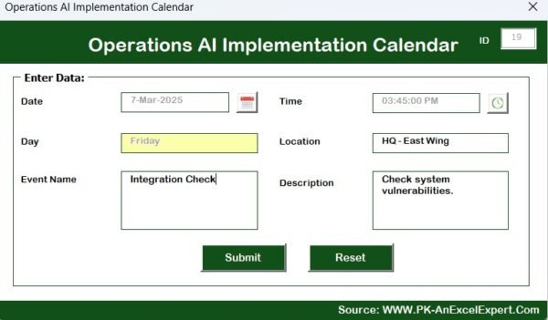 Operations AI Implementation Calendar in Excel - Image 10